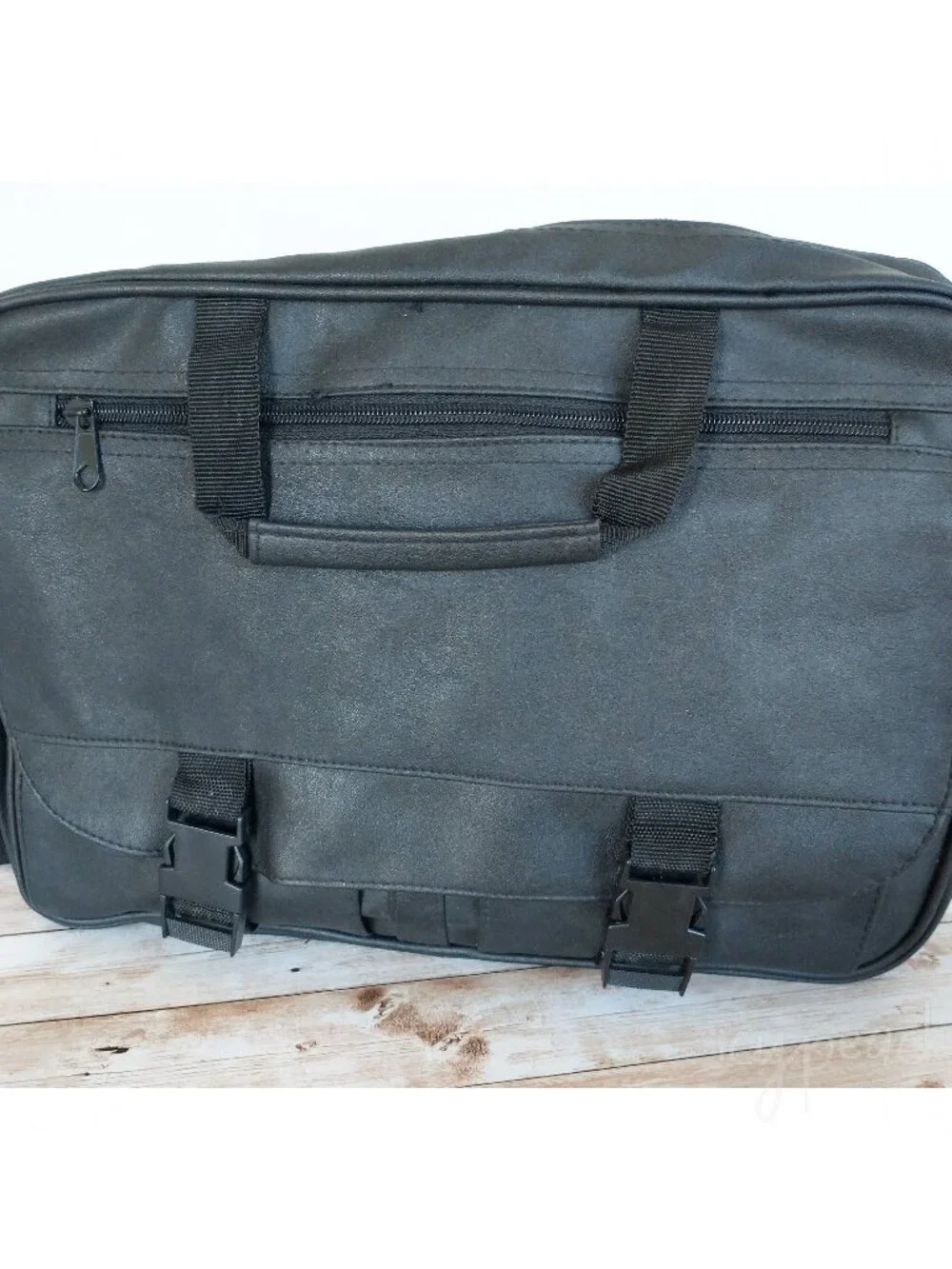Unisex Messenger Laptop Bag Black Vintage Work Bag Detachable Strap Top Handles